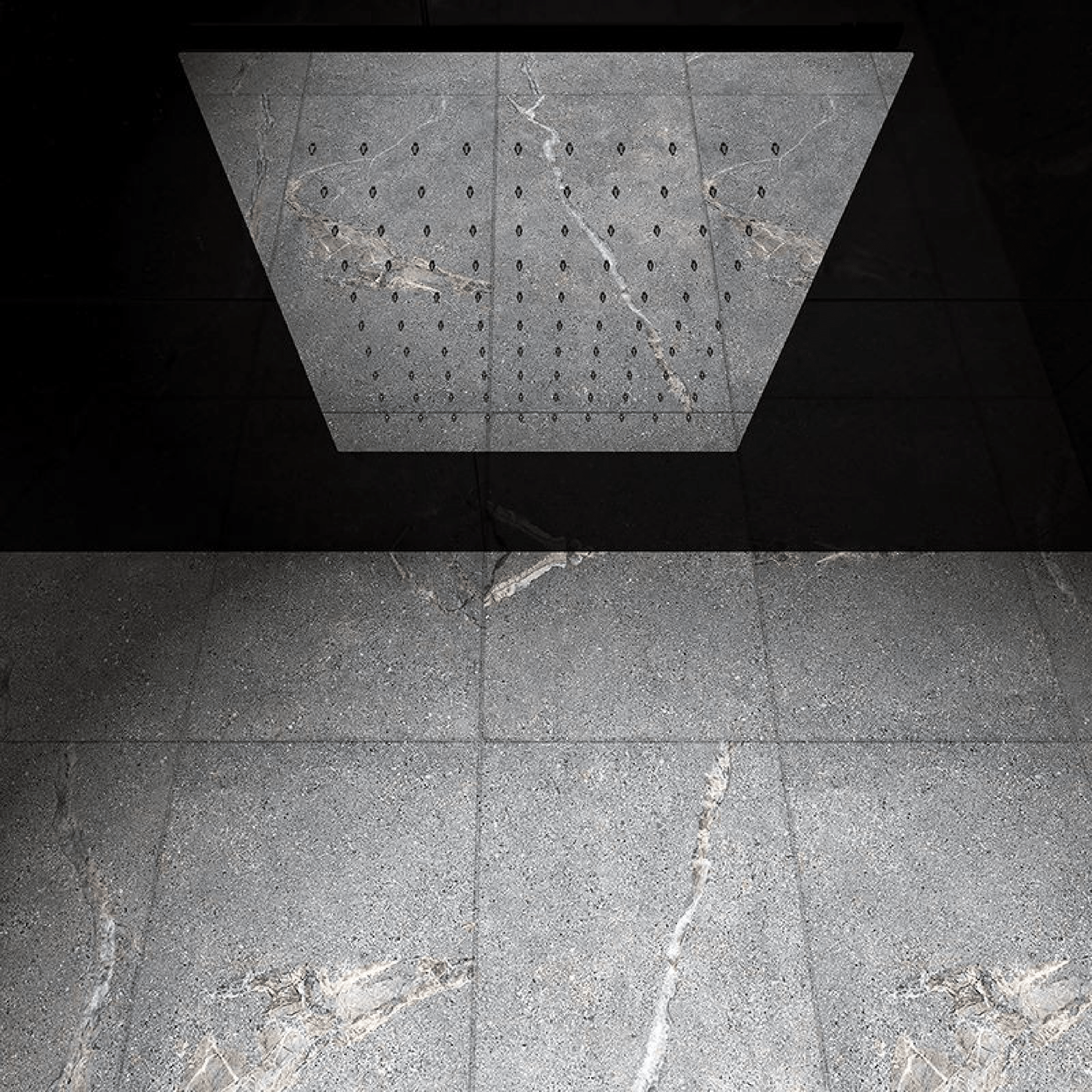 Soffione Doccia Quadro a Soffitto Ispezionabile Effetto Pioggia 34x34 Cm Ercos Cromo Lucido