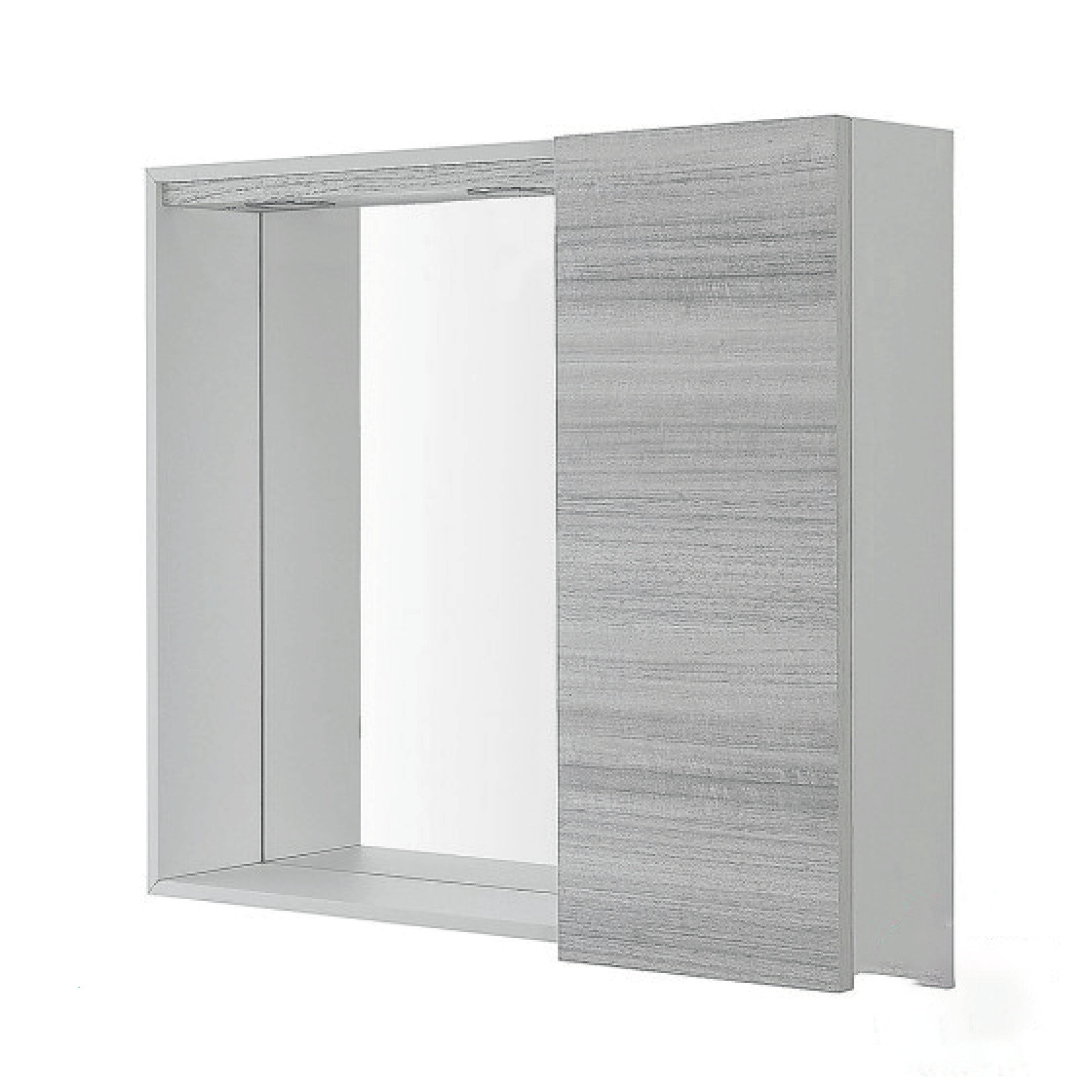 Specchio Contenitore 70x60 Cm Un'Anta Con Illuminazione Led Feridras "Stella" Grigio