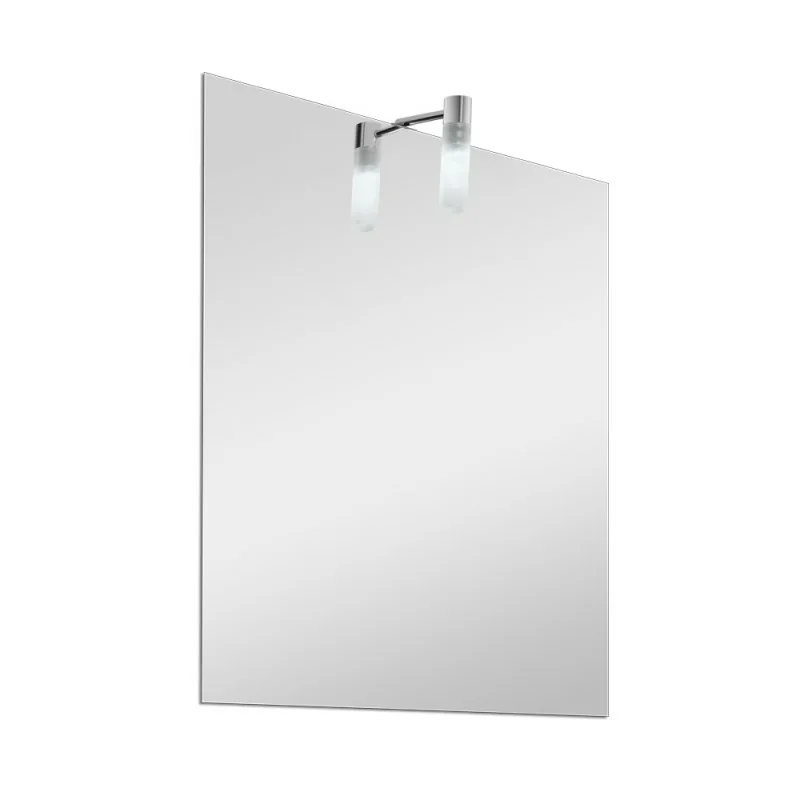 Specchio bagno 50x60 cm reversibile con luce LED in vetro satinato