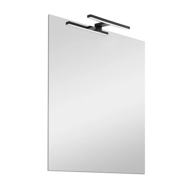 Specchio bagno 50x70 cm reversibile con LED naturale nero opaco