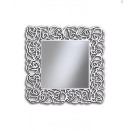 SPECCHIO QUADRATO LACCATO BIANCO LEGNO MASSELLO