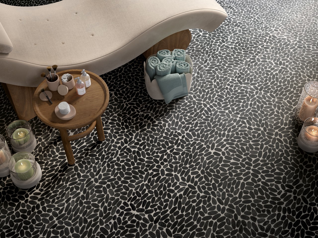 Mosaico Stream Black 30,5x30,5 cm in Sasso Nero-76378