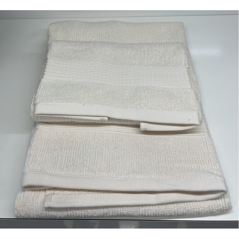 STRIPES COPPIA ASCIUGAMANI VISO + OSPITE ECRU CARRARA