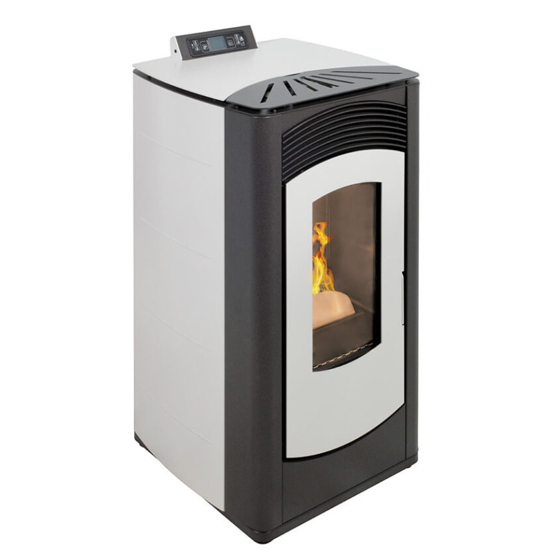 Stufa a pellet Euro Alpi CRISTALLO CANALIZZATA 2 USCITE 11,03 kW Colore Bianco