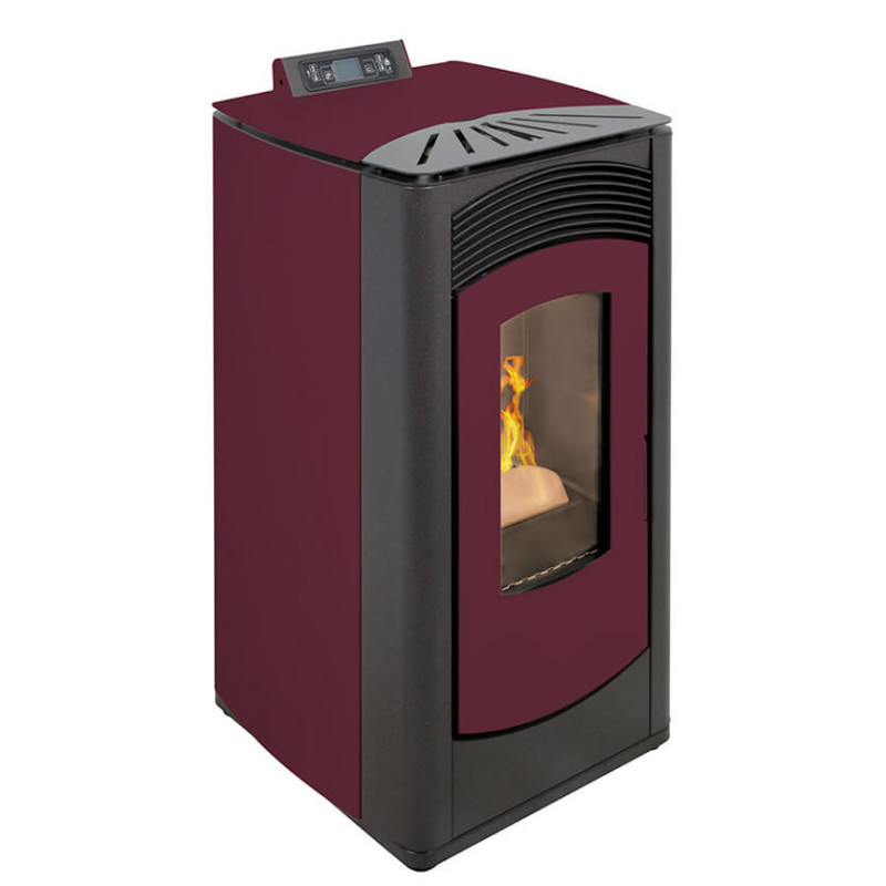 Stufa a pellet Euro Alpi ROCCA CANALIZZATA 2 USCITE 13,18 kW Colore Bordeaux