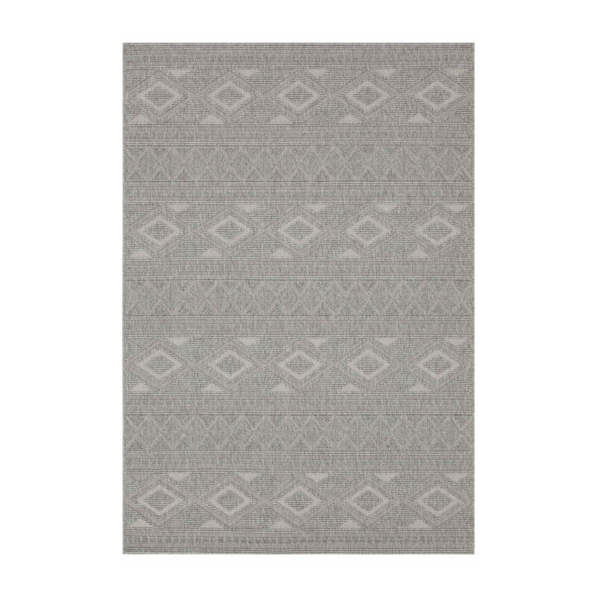 Tappeto rettangolare con motivi a rombi grigi - ASELYA