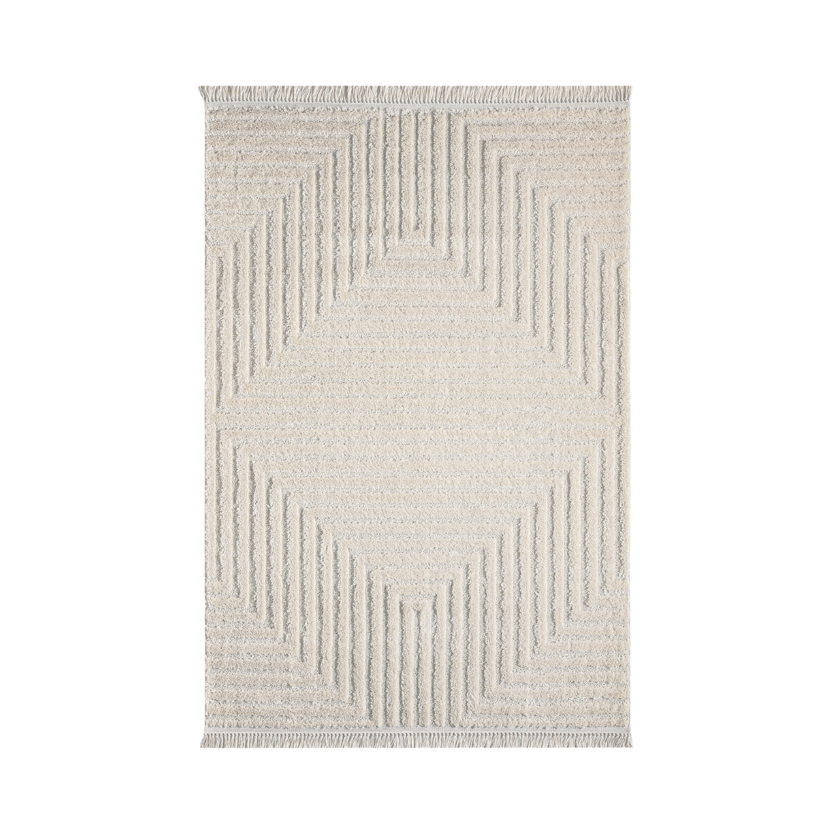 Tappeto rettangolare con motivi incisi crema - FASELIS