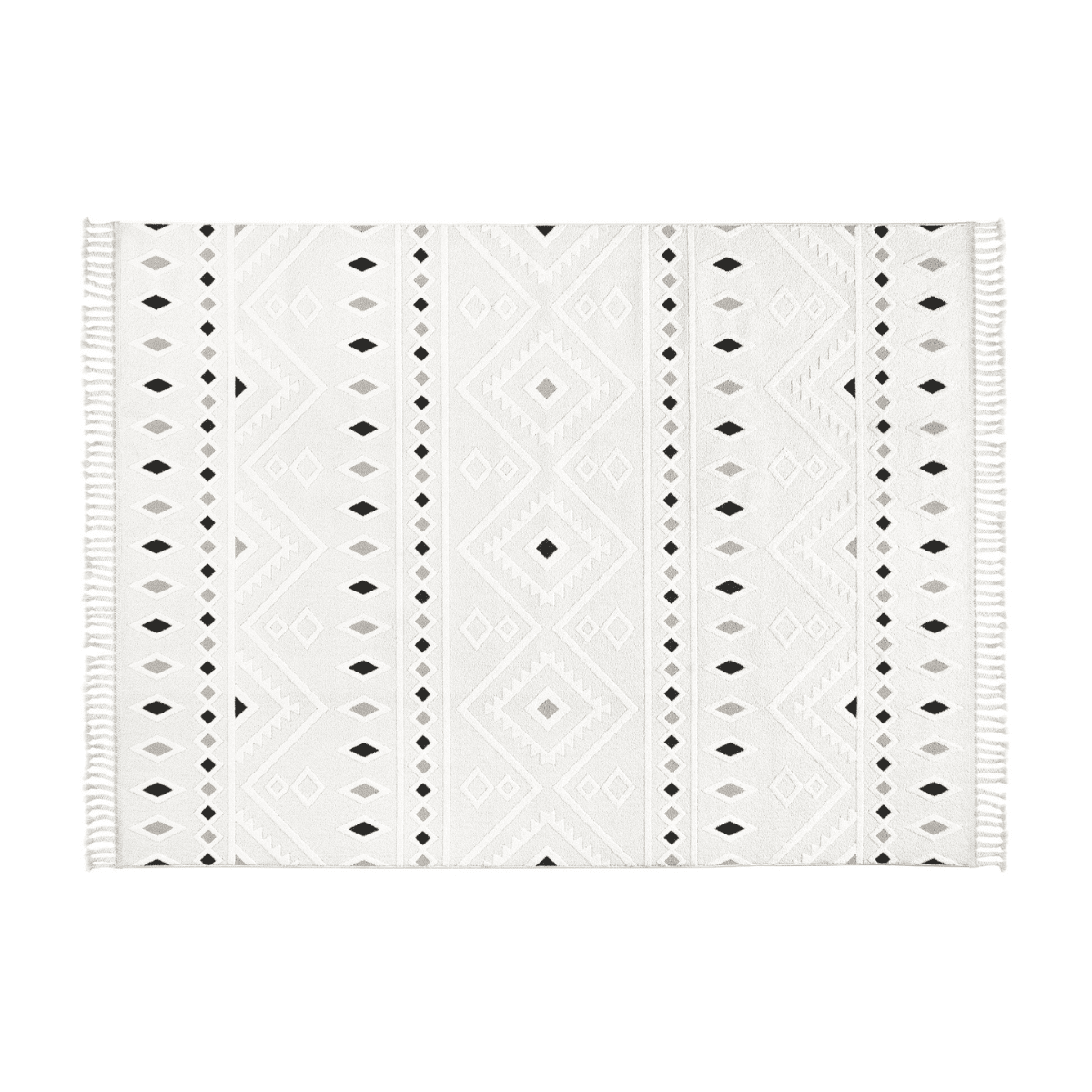 Tappeto rettangolare crema con motivi geometrici grigi - MALTA
