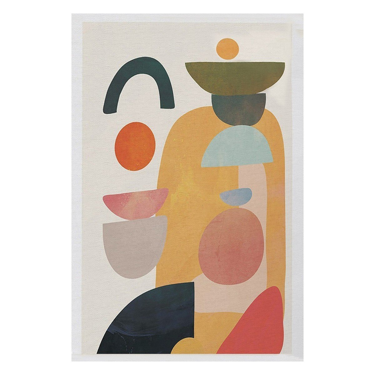 Tappeto rettangolare écru con motivi geometrici multicolori - WOOPAMUK