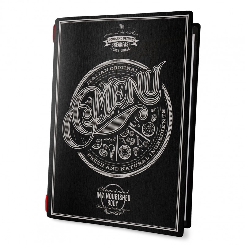 TATTOO BLACK PORTA MENU' A4 2 BUSTE CON ELASTICO NERO DAG STYLE