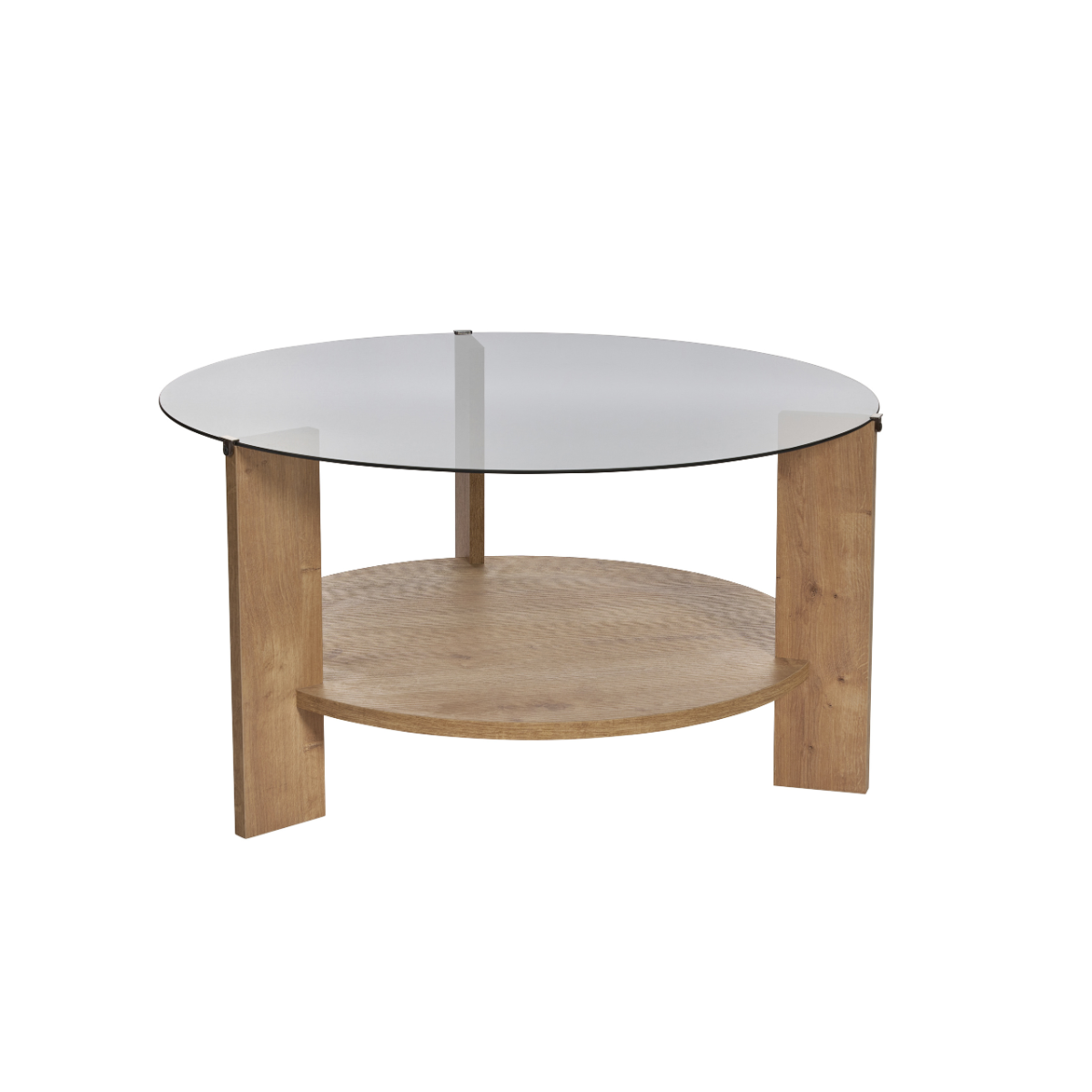 Tavolino con 2 ripiani, di cui uno in vetro temperato fumé Ø75 cm - CLARA