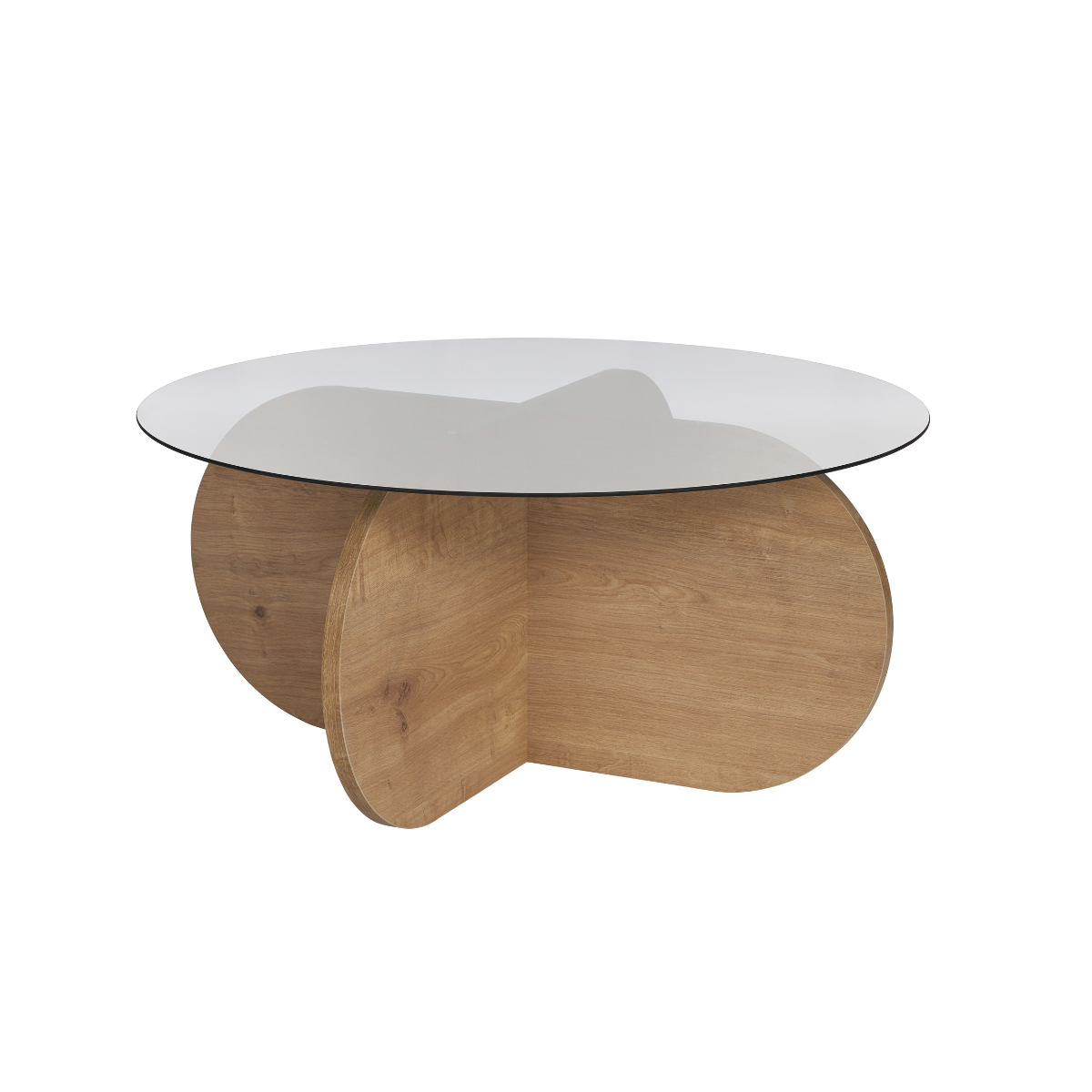 Tavolino con gambe incrociate e piano in vetro fumé Ø75 cm - AERIS