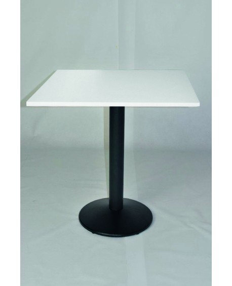 TAVOLINO QUADRATO PIANO LAMINATO BIANCO GAMBONE NERO ACCIAIO70x70x73