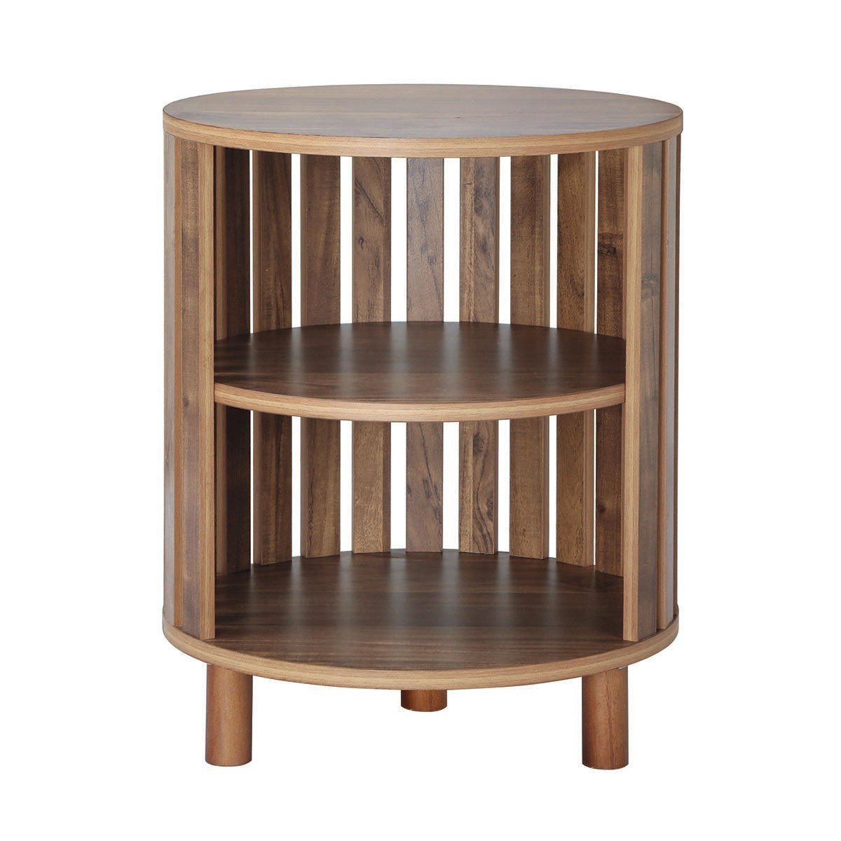 Tavolino rotondo con doghe traforate - H50 cm