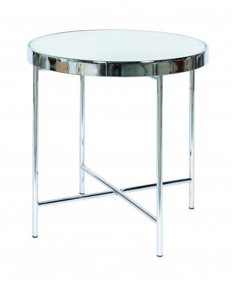 TAVOLINO ROTONDO PIANO VETRO GAMBE CROMO43x43x46