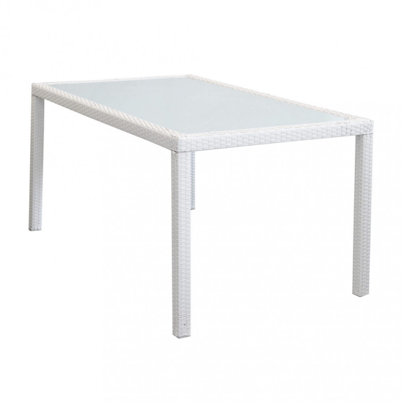 Tavolo in Wicker Acciaio colore bianco da giardino terrazzo 150x90 cm