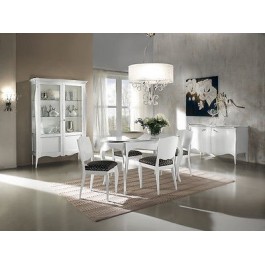 TAVOLO OVALE 180X110ALL LEGNO MODERNO LACCATO BIANCO LEGNO MASSELLO X SALA SALOTTO