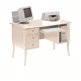 TAVOLO SCRIVANIA PORTA PC IN LEGNO COL AVORIO PATINATO