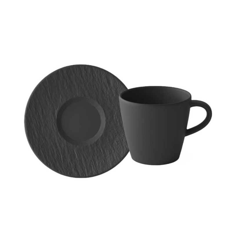 Tazza espresso con piatto Manufacture Rock nero Villeroy&Boch cm 8,5 x 6,5 x 6