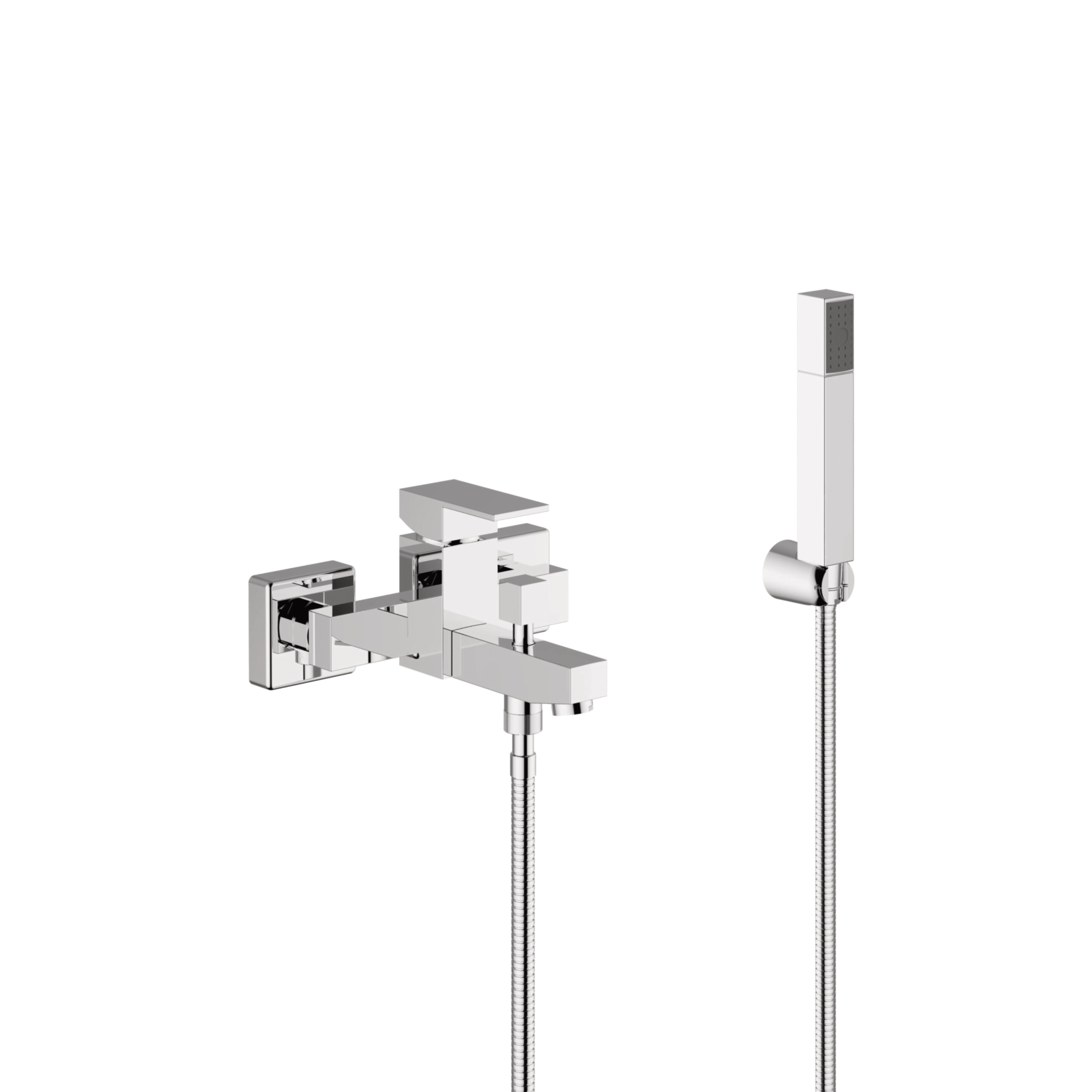 Gruppo Vasca a Parete Con Kit Doccia e Deviatore a 2 Vie Teorema Rubinetteria "Pillar" Cromo Lucido