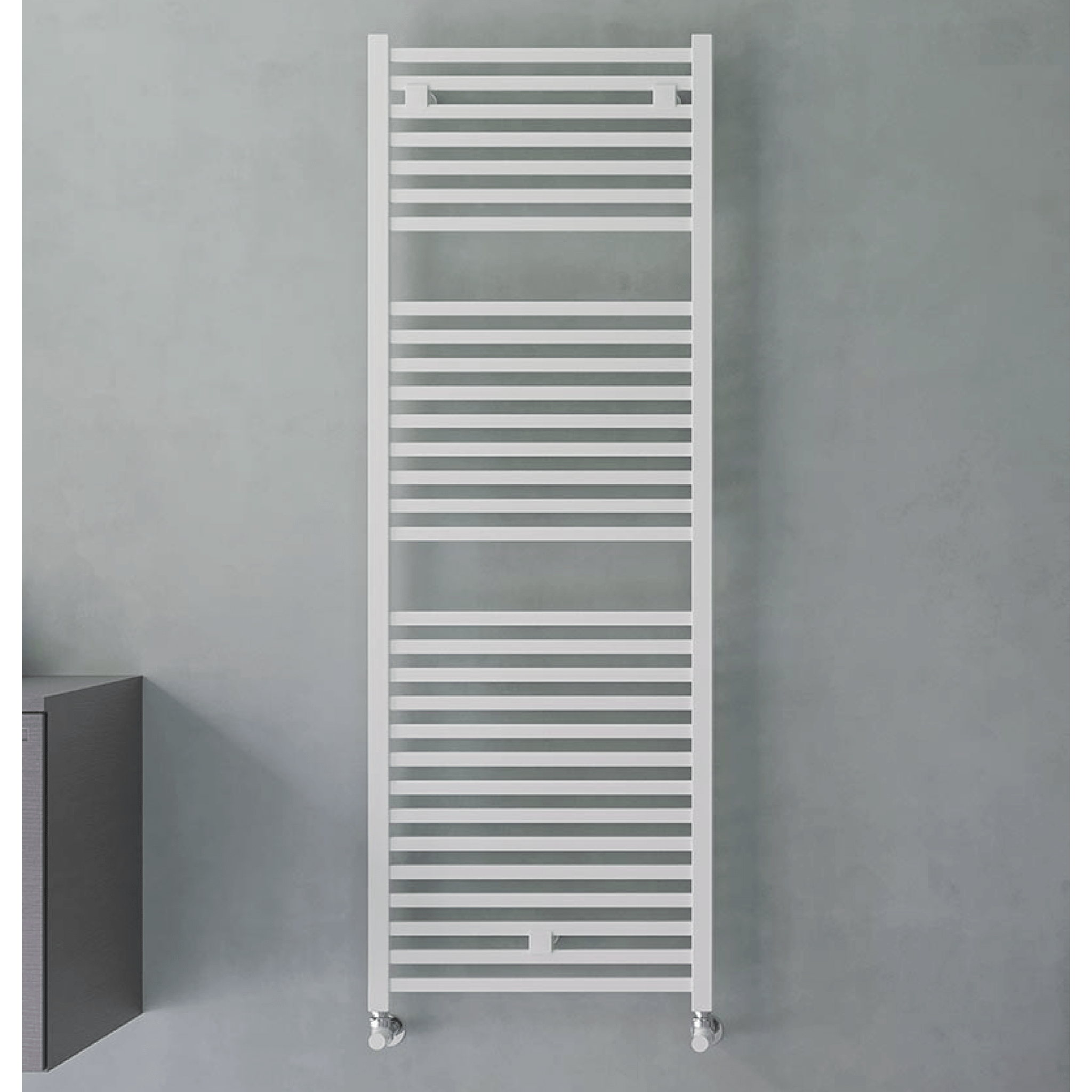 Termoarredo Bagno Dritto 111x50 Interasse 47 Cm Lazzarini "Todi" Bianco Traffico