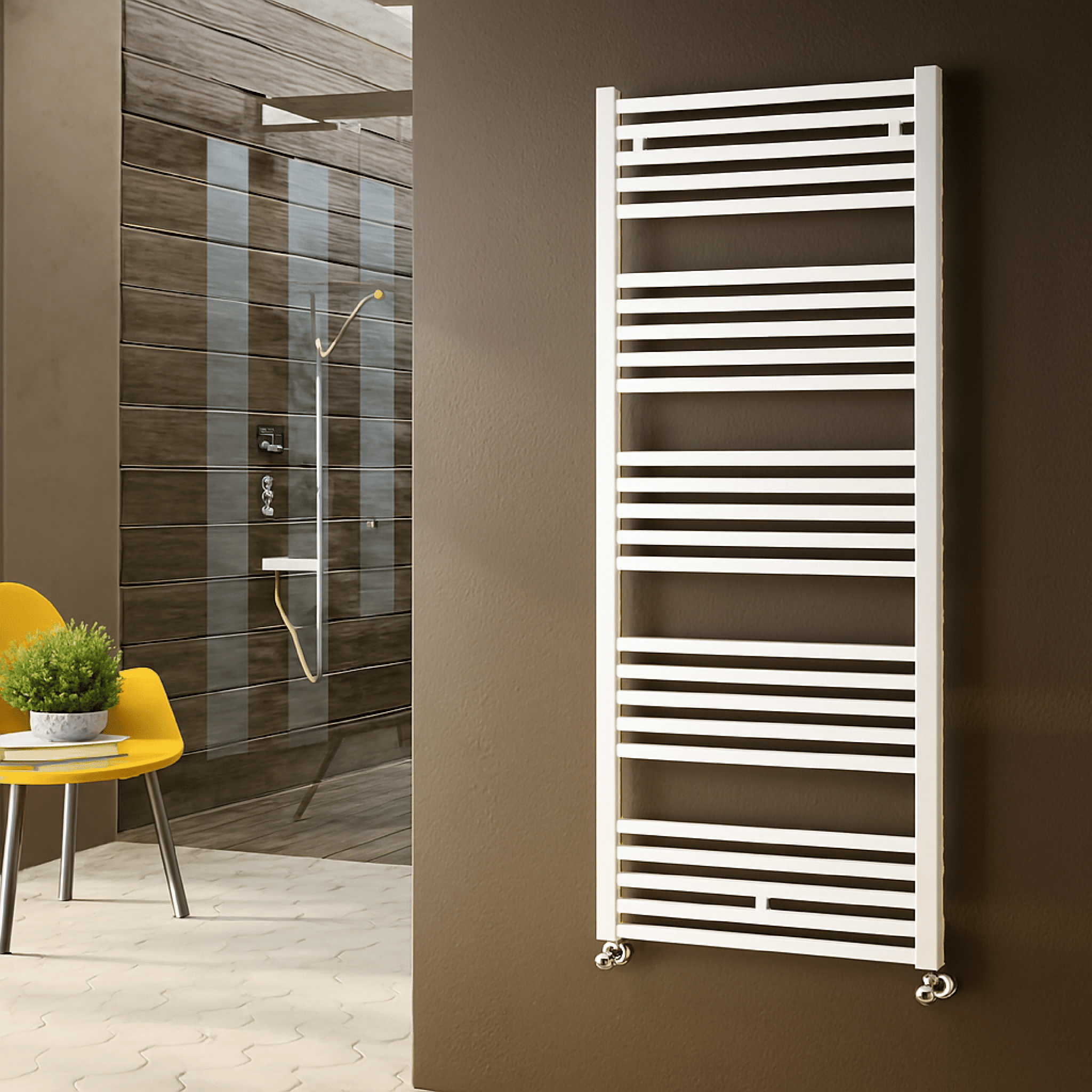 Termoarredo Bagno Dritto 116x50 Interasse 45 Cm Cordivari "Anna" Bianco Traffico
