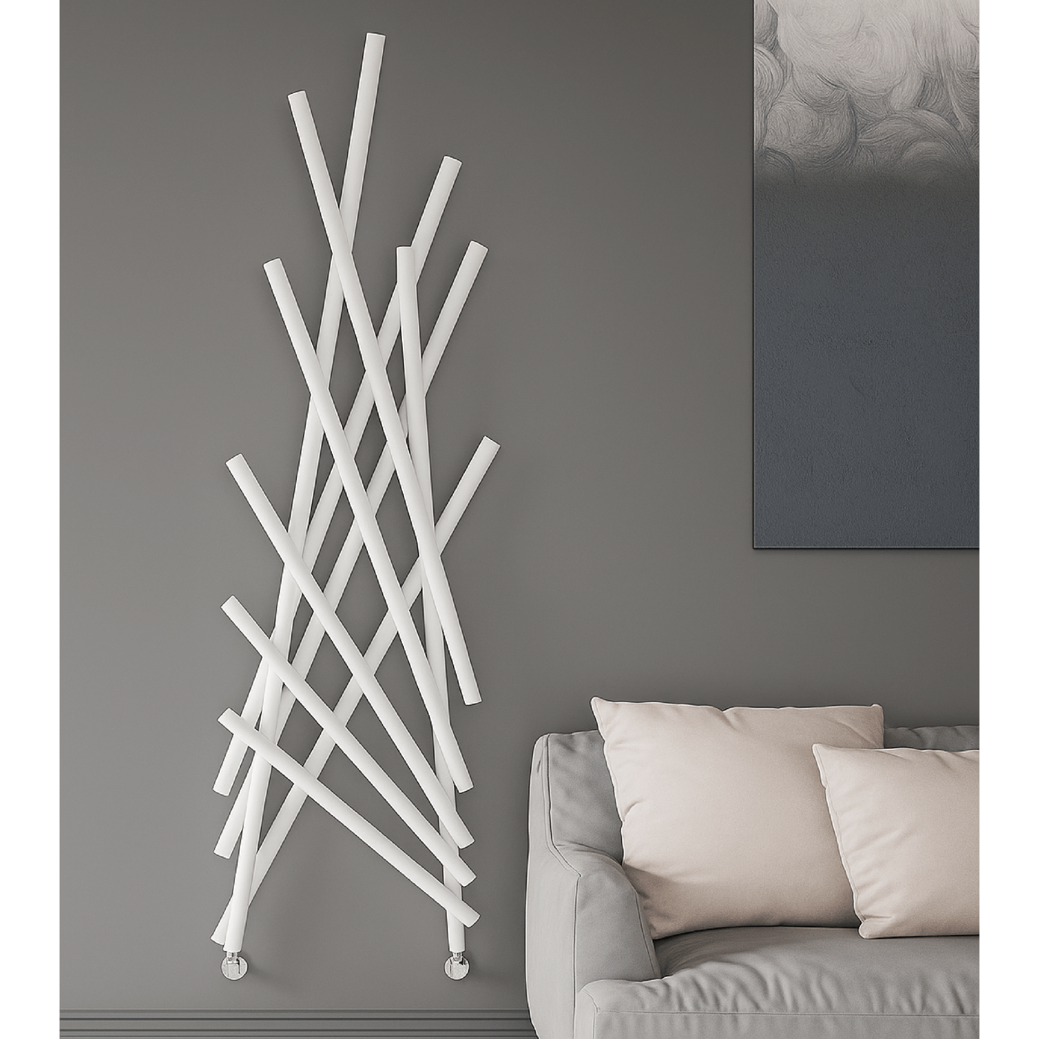 Termoarredo Bagno/Salone Dritto 173,4x56,8 Interasse 45 cm Lazzarini "Shanghai" Bianco Sabbiato