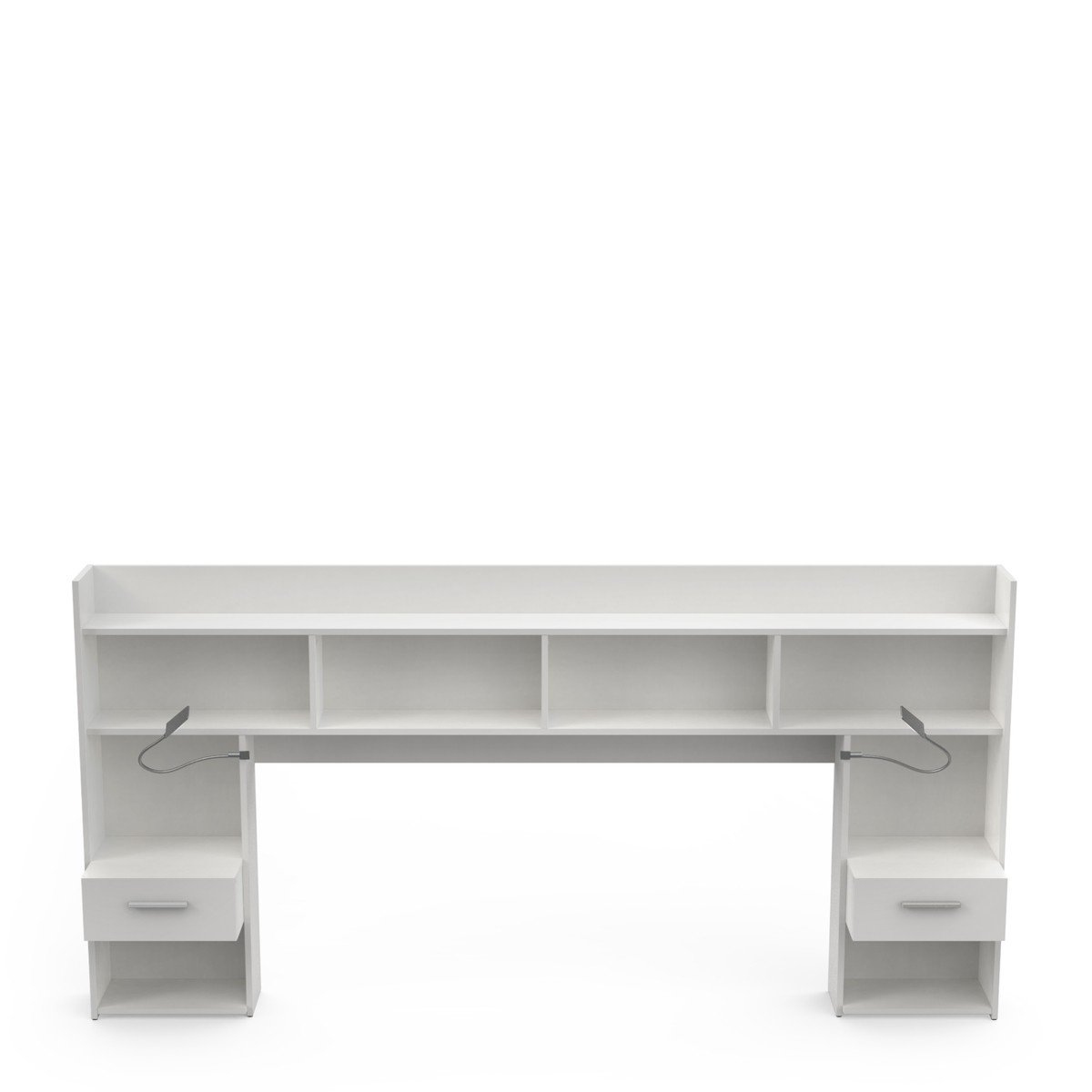 Tête de lit avec tables de chevets et liseuses led intégrées blanc L108,5 cm - CHICAGO