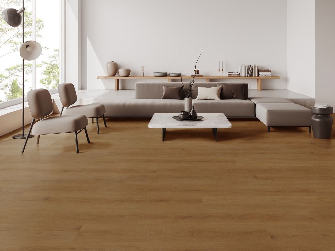Pavimento Spc Timber Brown Effetto Legno Rovere Marrone-74843