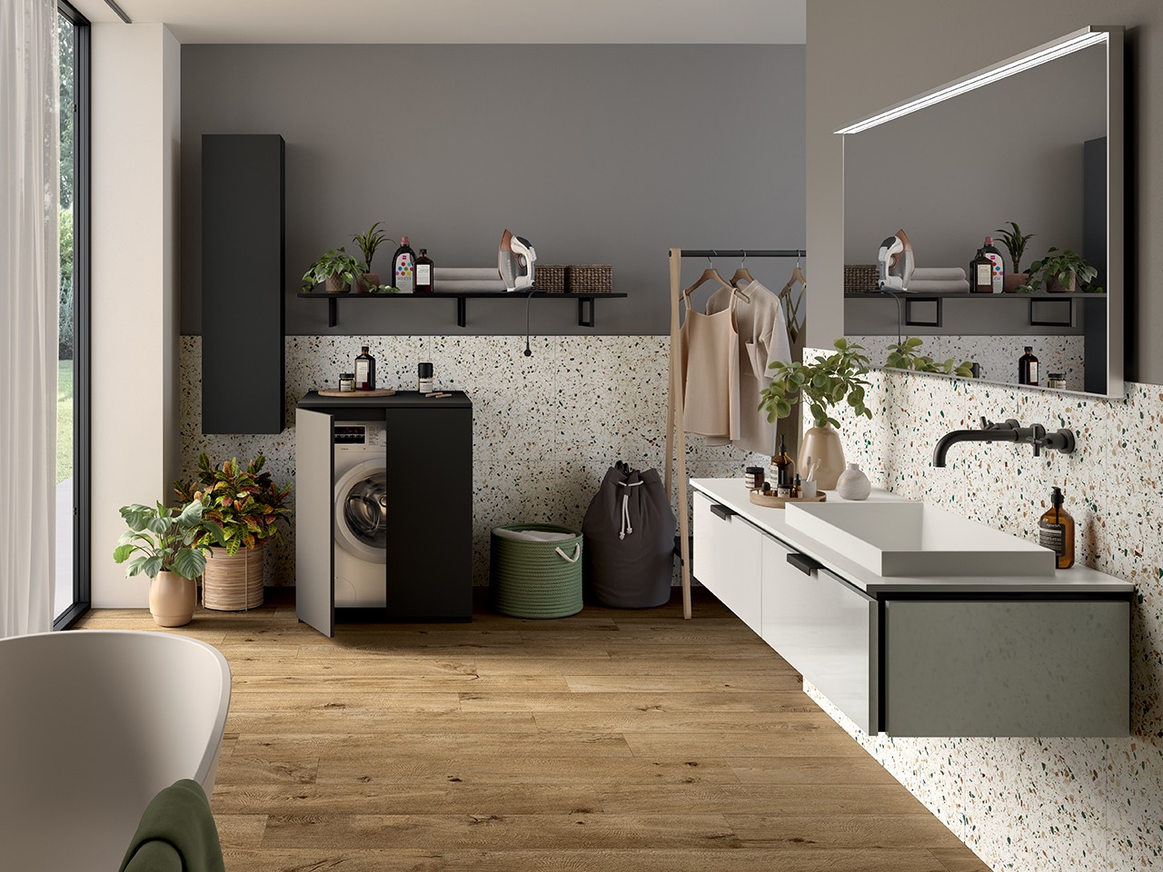 Mobile Bagno TOUCH 140 cm 2 Cassetti Bianco Lucido e Lavabo Unitop Semincasso Destra STAR Bianco Opaco-9022599