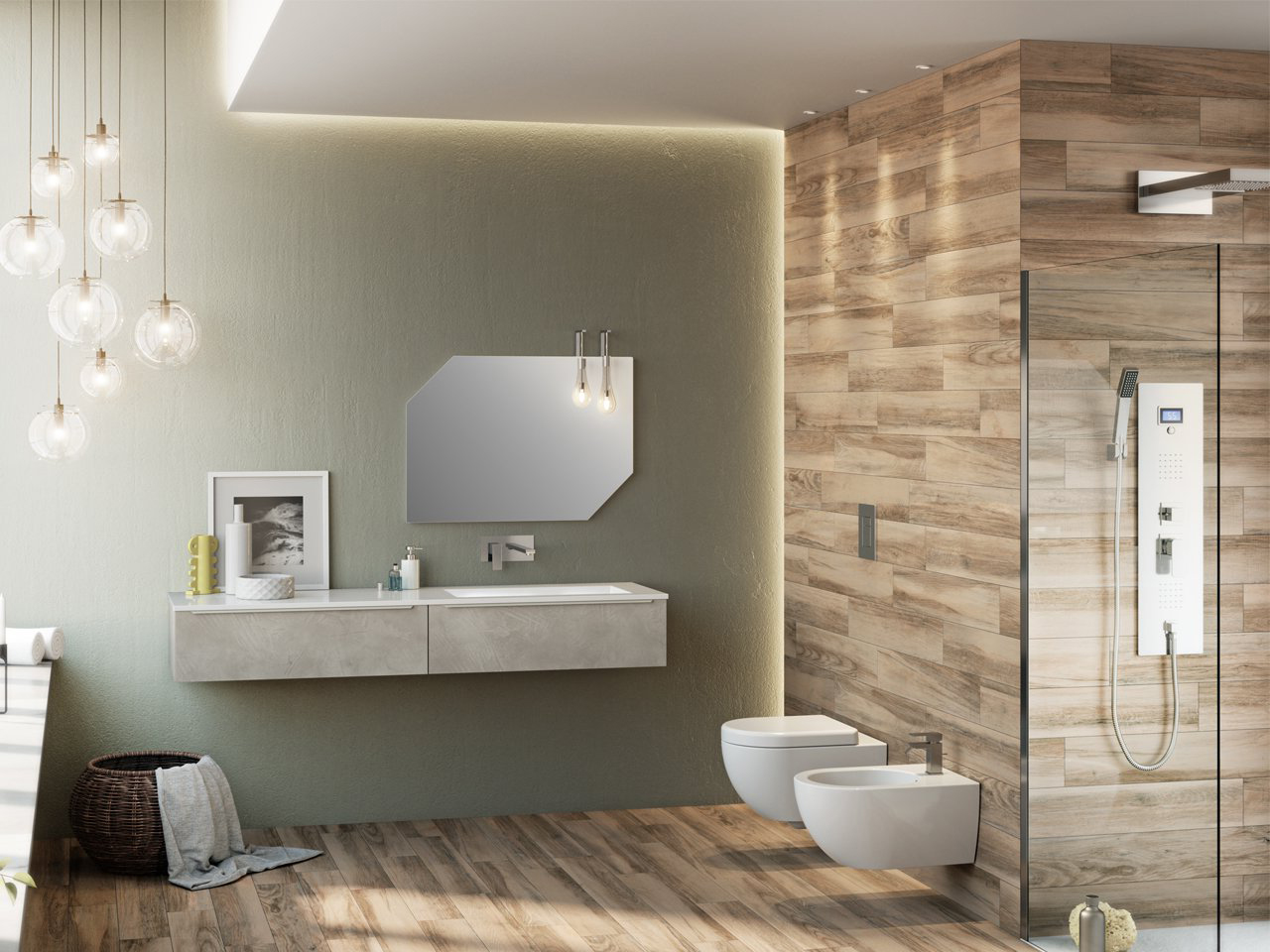 Mobile Bagno Trendy 180 cm 2 Cassetti Lavabo Destro Hide Bianco Opaco-9008489