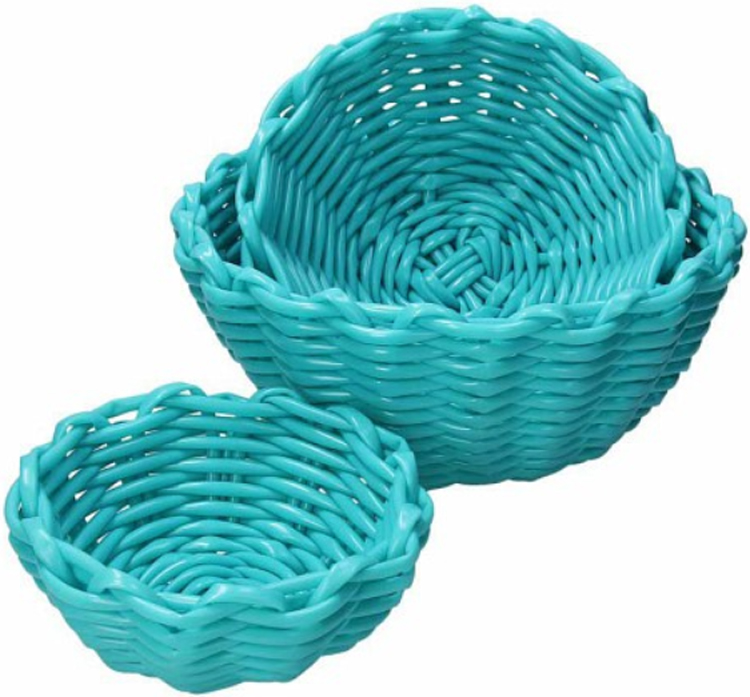 Tris Di Cestini Tondi Turchese