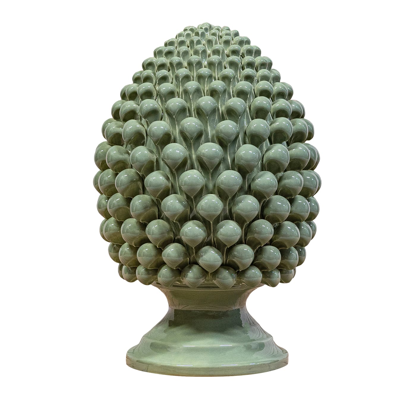 Scultura in ceramica verde La Pigna