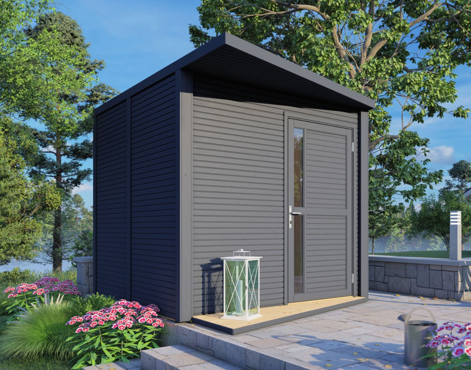 Casetta da giardino Ulm 01 incl. pavimento, antracite - 19 mm Casetta da giardino prefabbricata, superficie utile: 6,94 m²