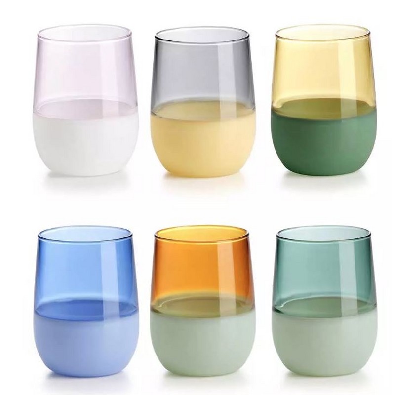 UNA META' SET 6 BICCHIERI VETRO BOROSILICATO COLORI ASSORTITI CL 32 IVV