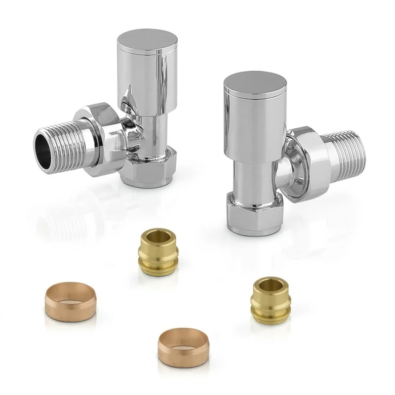 Valvole termoarredo tonde cromate con attacco G 1/2 e raccordo rame da 12 mm