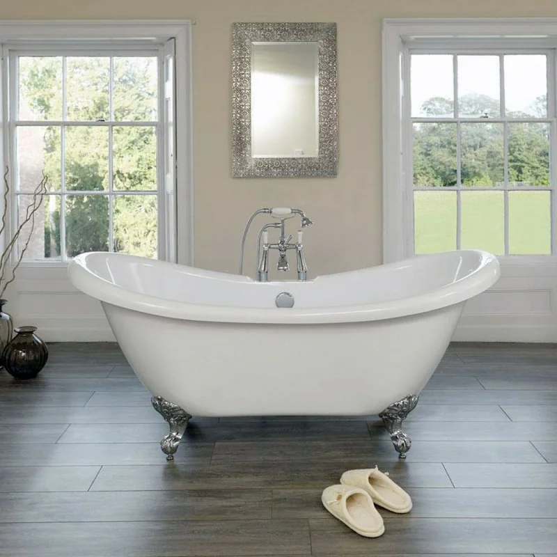 Vasca da bagno freestanding classica 175x72 con Piedini cromo a zampa daquila regolabili Elizabeth