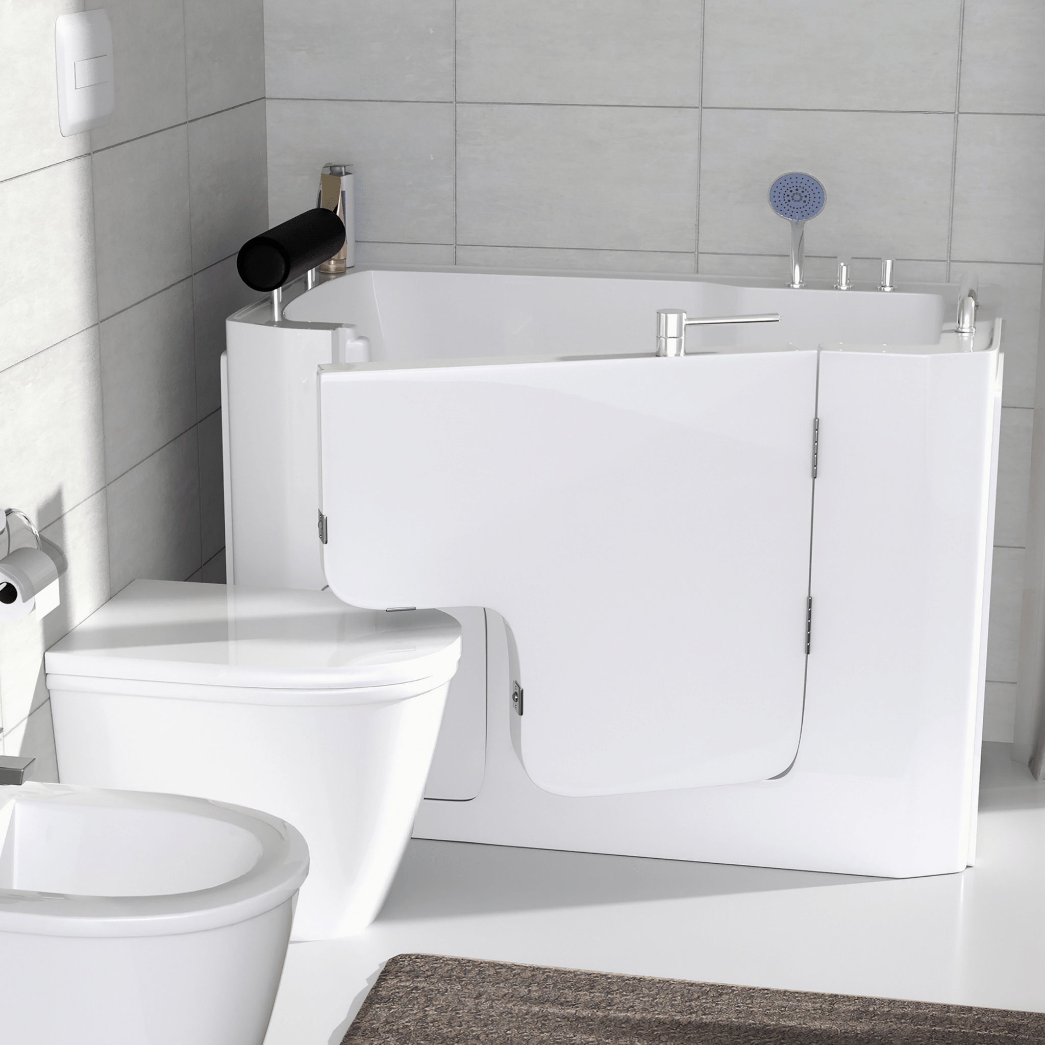 Vasca Da Bagno Per Anziani 133x90 Con Apertura Esterna a DX Feridras "Velar" Bianco
