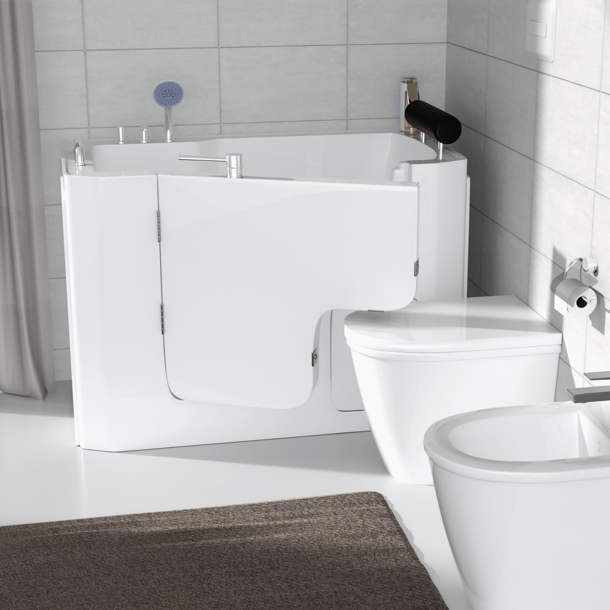Vasca Da Bagno Per Anziani 133x90 Con Apertura Esterna a SX Feridras "Velar" Bianco