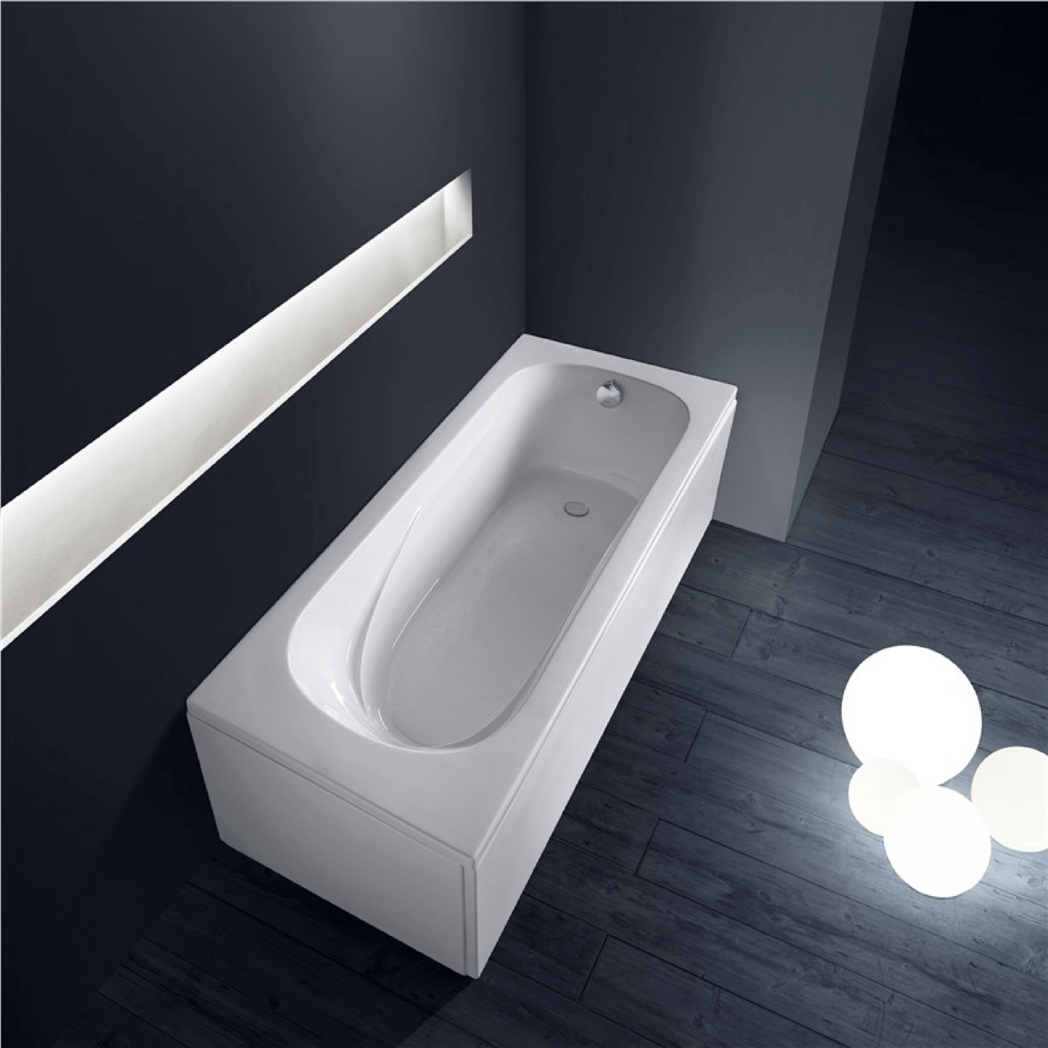 Vasca Rettangolare Con Pannello Frontale e 1 Pannello Laterale 140x70 Gruppo Tre S "Clizia" Bianco Lucido