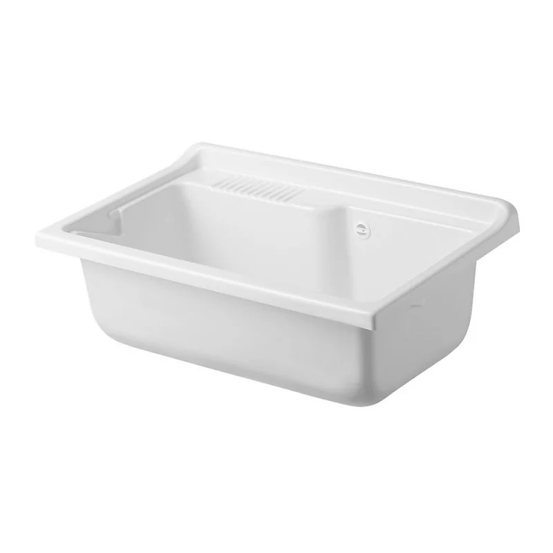Vasca lavatoio 80x50 cm in resina bianca da installare da incasso