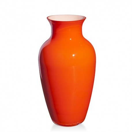 Vaso in vetro di Murano Carlo Moretti Pirus opalino cm 31