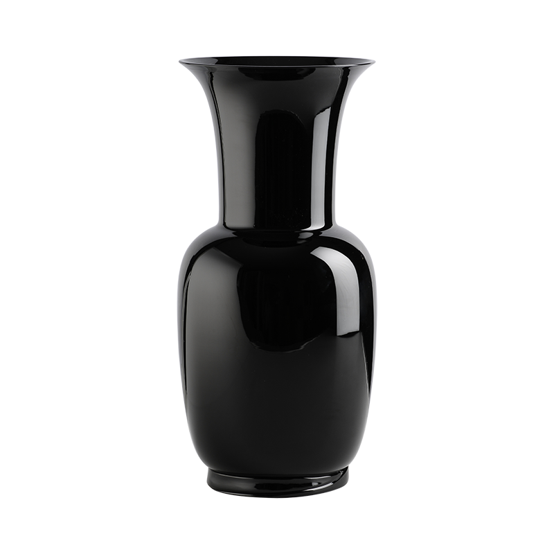 Vaso Venini murano in vetro opalino nero cm 30