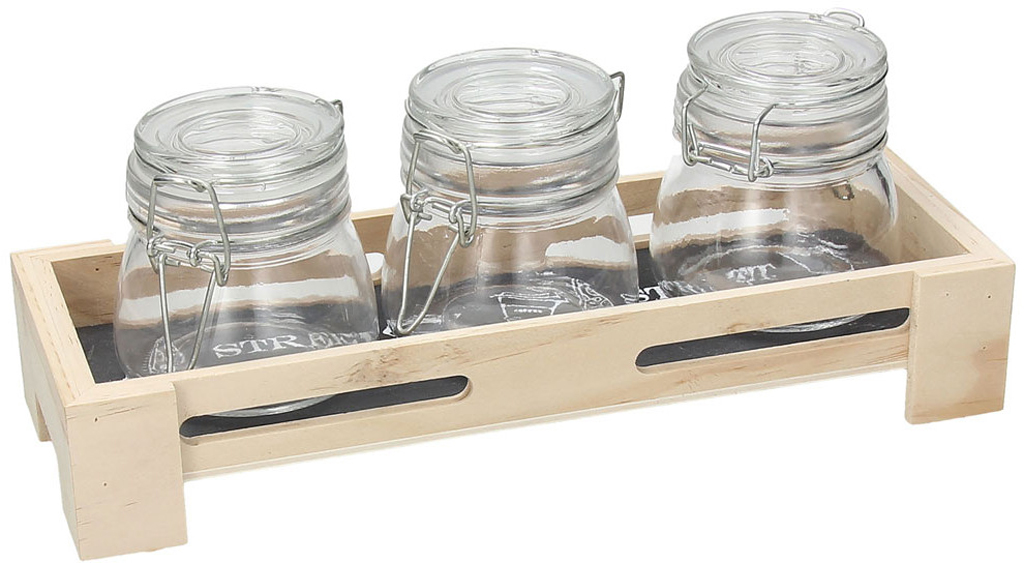 Vassoio Con 3 Barattoli In Vetro