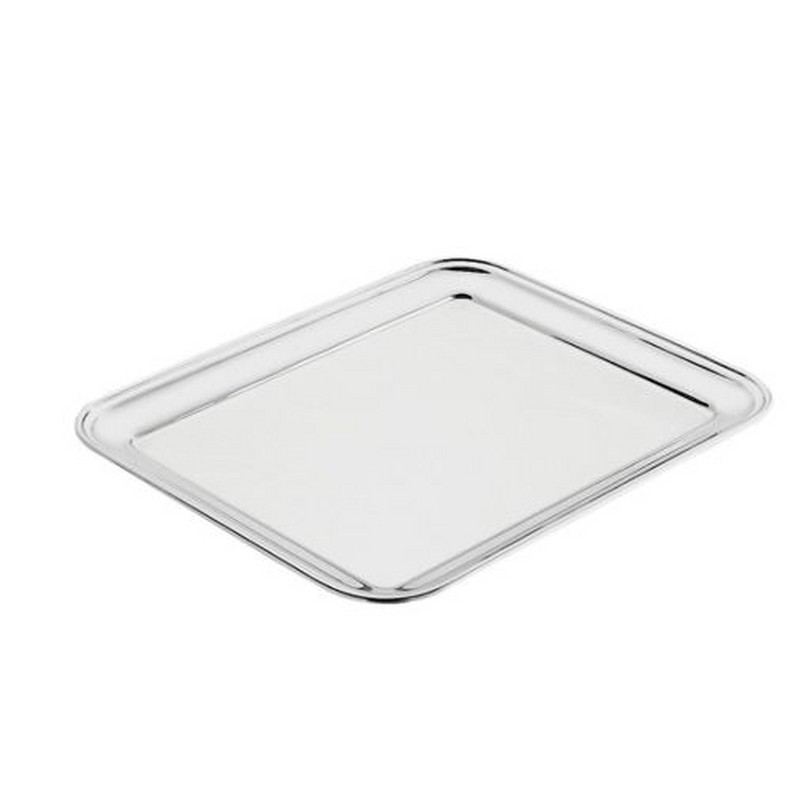 VASSOIO RETTANGOLARE CATERING C/BORDO 32X26 CM. ACCIAIO 18/C ABERT