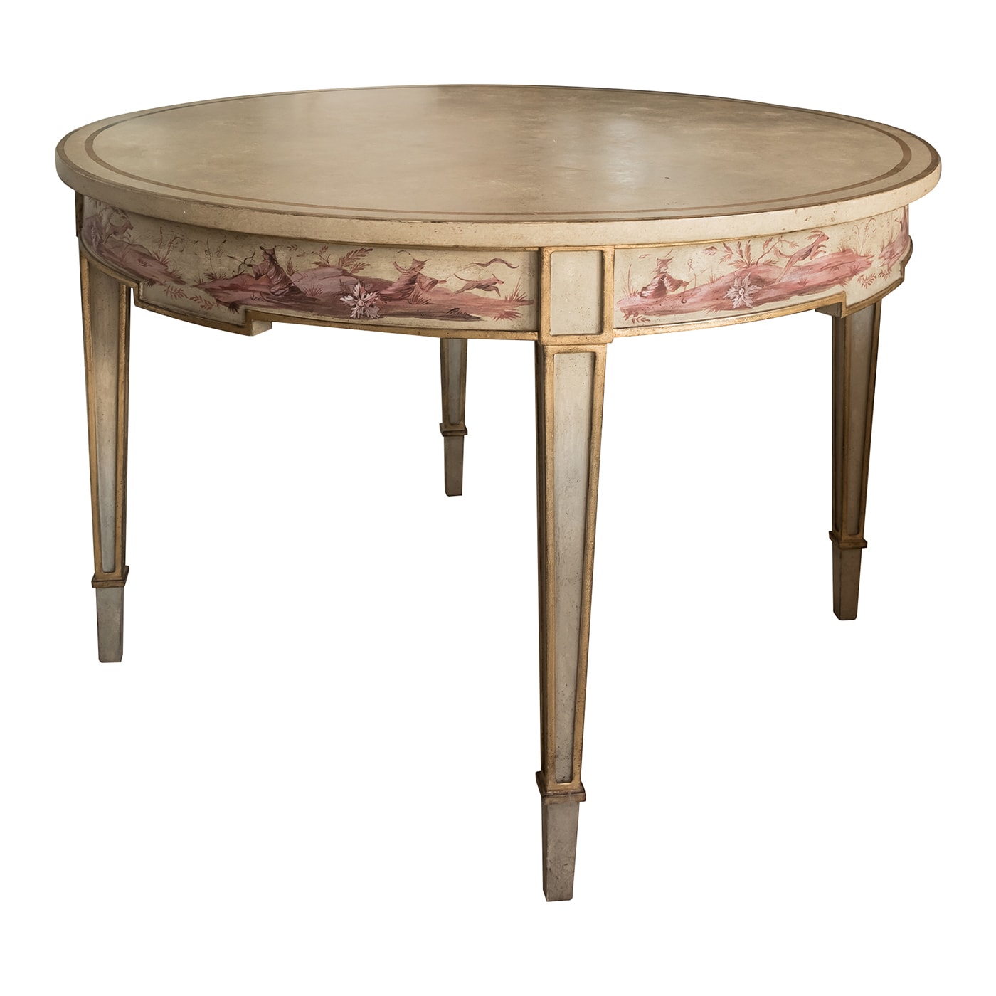 Tavolo da pranzo Manin verde mela con decori cineserie viola