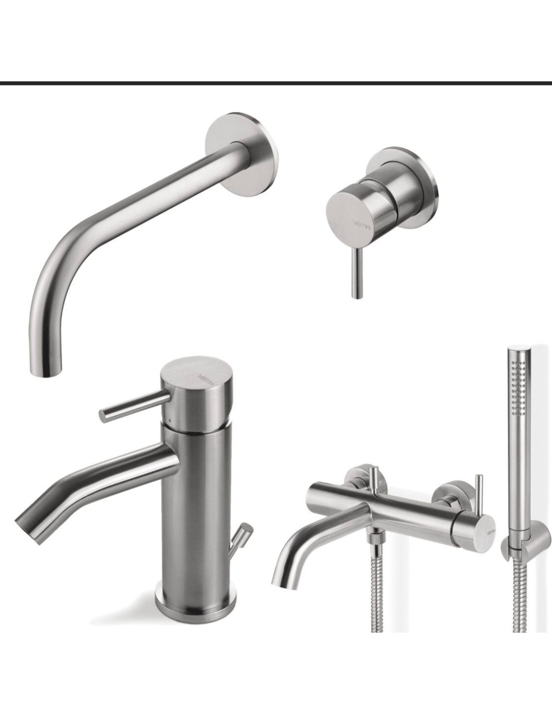 Vema Rubinetterie - TIBER Set lavabo al muro con incasso+ bidet + gruppo vasca completo