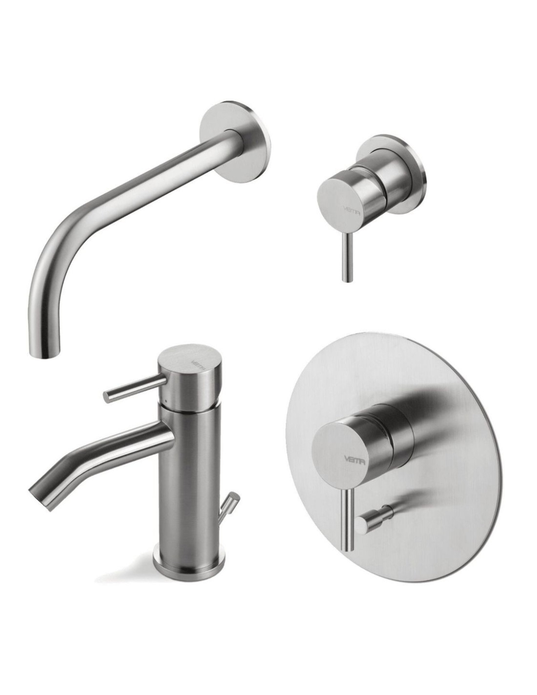 Vema Rubinetterie - TIBER Set miscelatore lavabo al muro con incasso + bidet + miscelatore doccia con deviatore