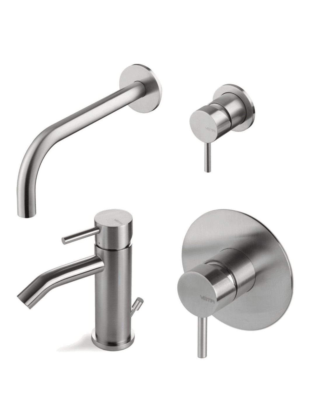 Vema Rubinetterie - TIBER Set miscelatore lavabo al muro con incasso + bidet + miscelatore doccia