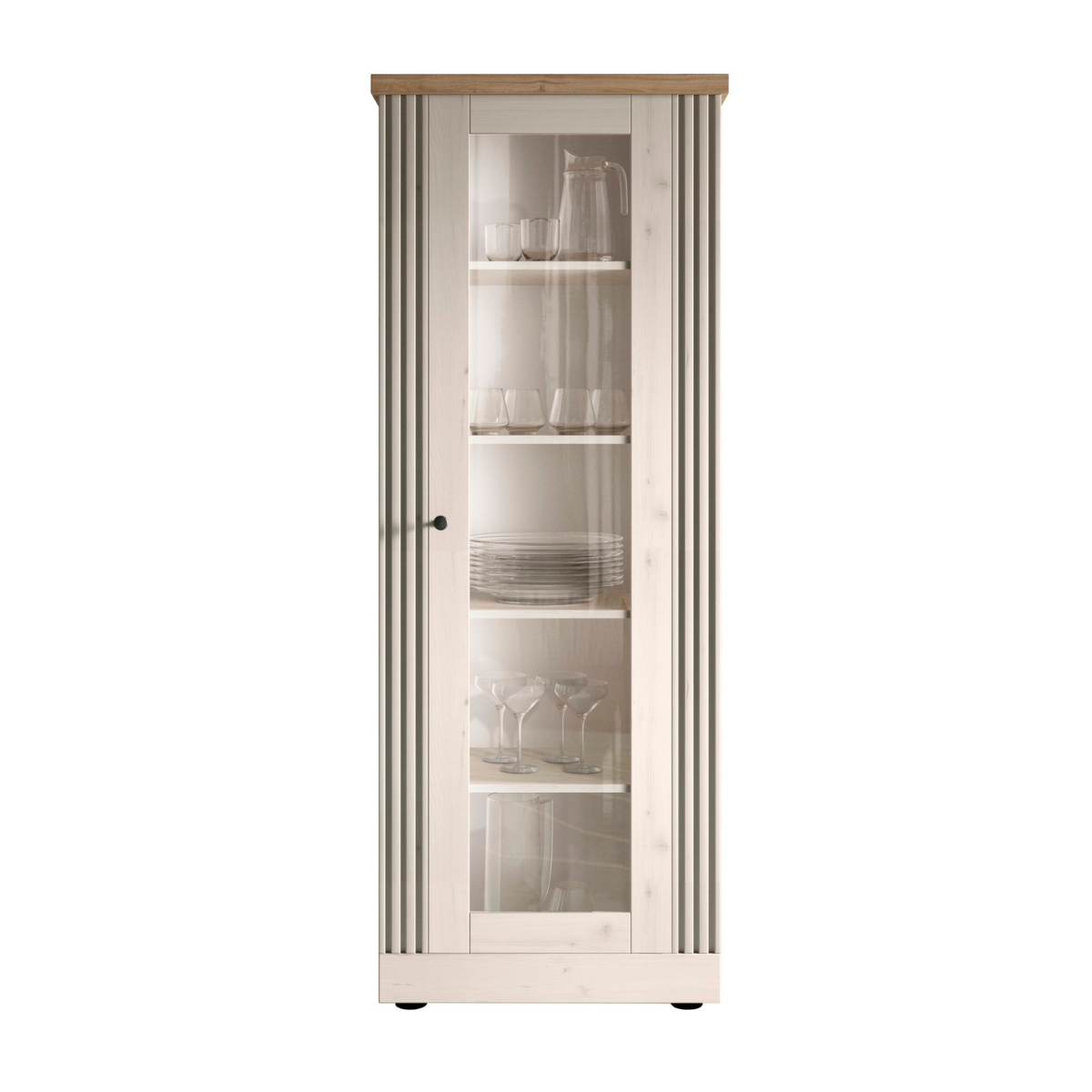 Vetrina 1 anta decorazione rovere Cadiz e bianco meringa H192 cm - COUNTRY